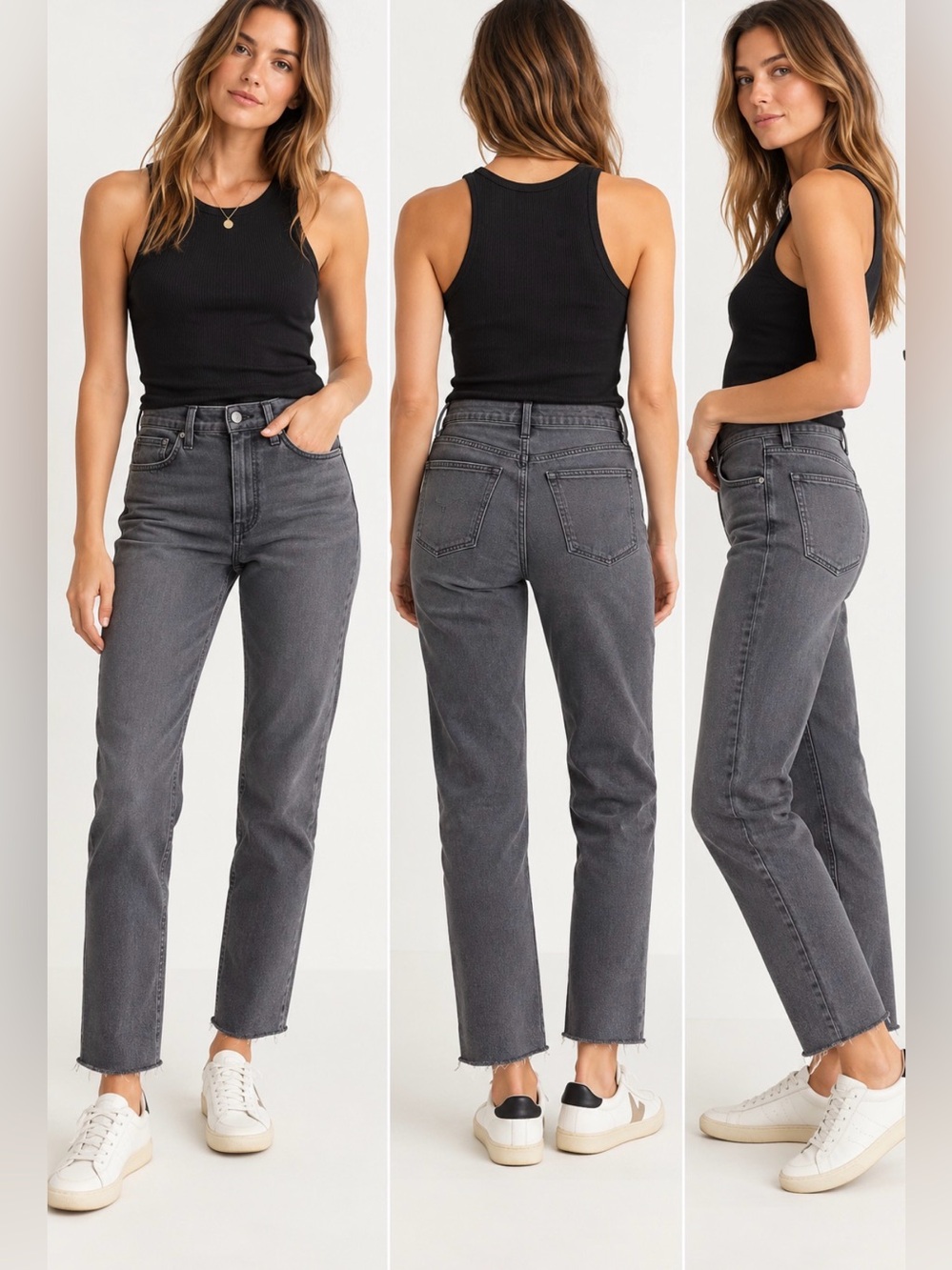 Madewell Stovepipe Jeans Washed Gray Raw Hem Slim Straight Size 26